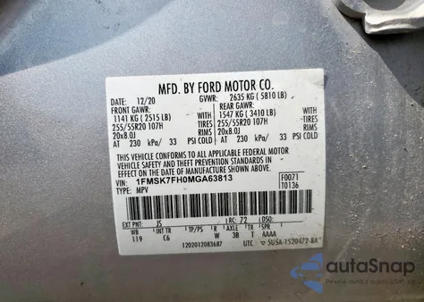 2021 Ford Explorer Limited from USA, damaged, VIN 1FMSK7FH0MGA63813